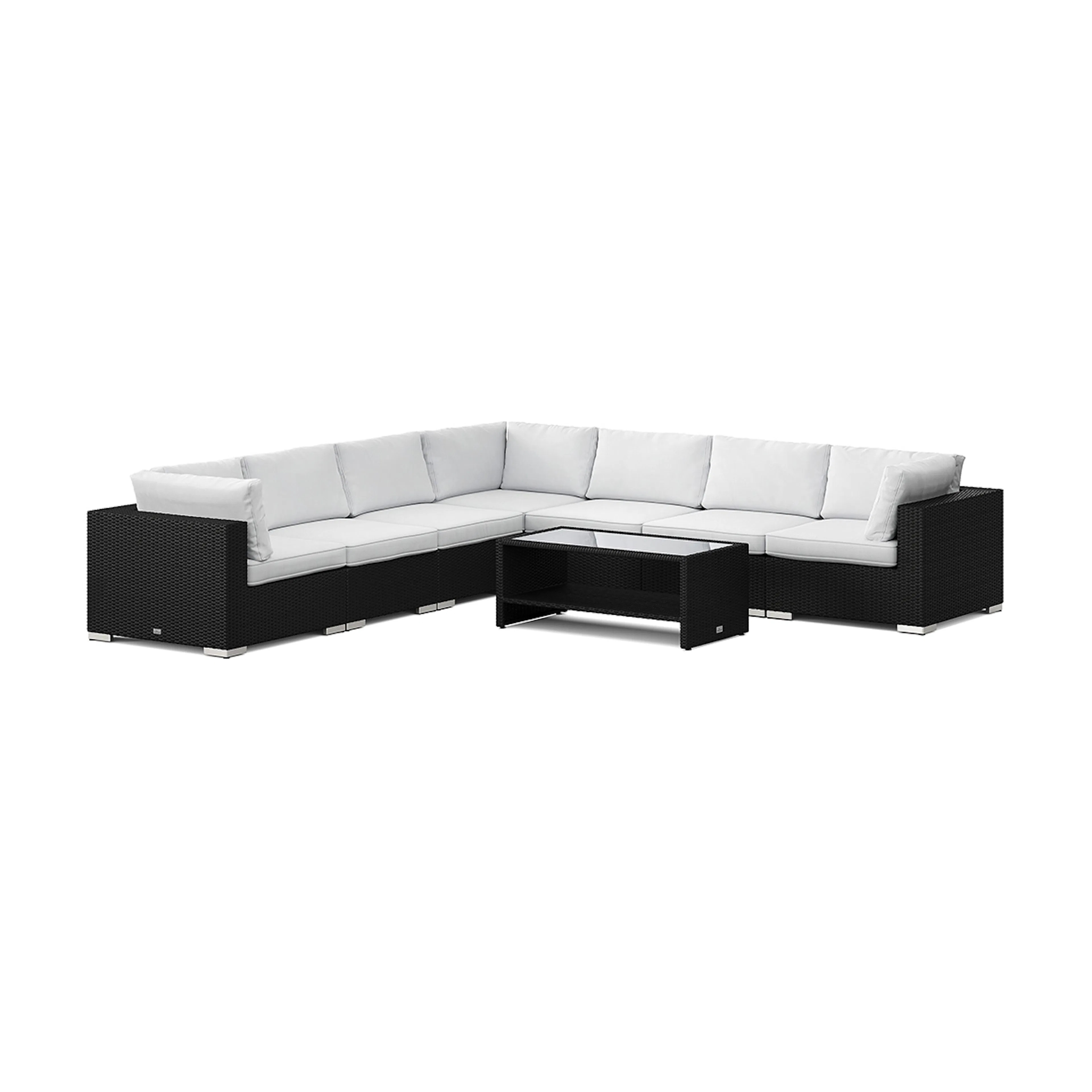 Loungegrupp Comfort Garden Bahamas utomhus hörnsoffa 7-sits vändbar och bord med hylla