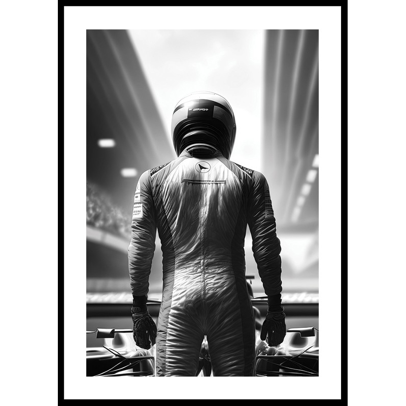 Race Car Driver B&W 30x40 30x40 cm