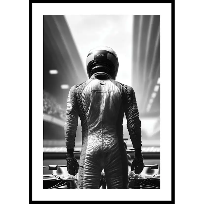Race Car Driver B&W 30x40 30x40 cm