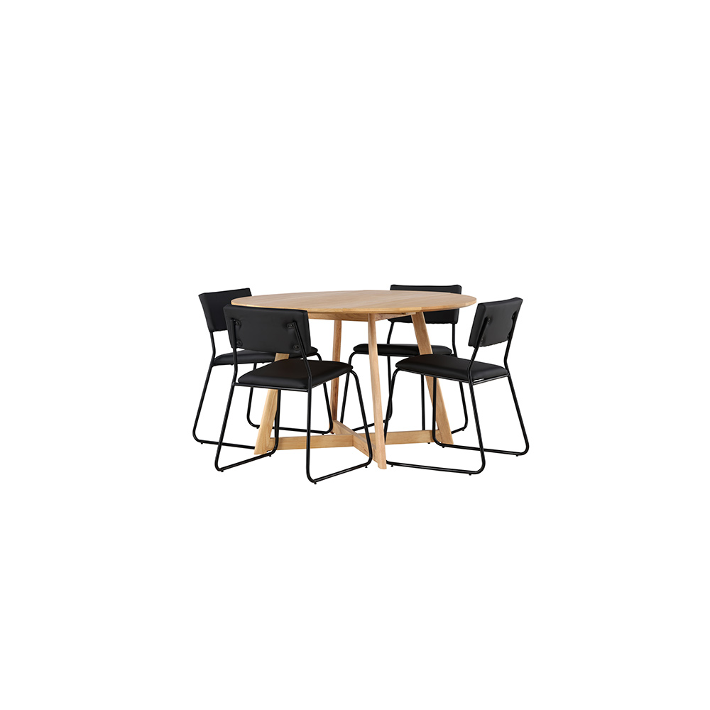 Matgrupp Venture Home Yakidon Ø120 cm med 4 st Kenth stolar