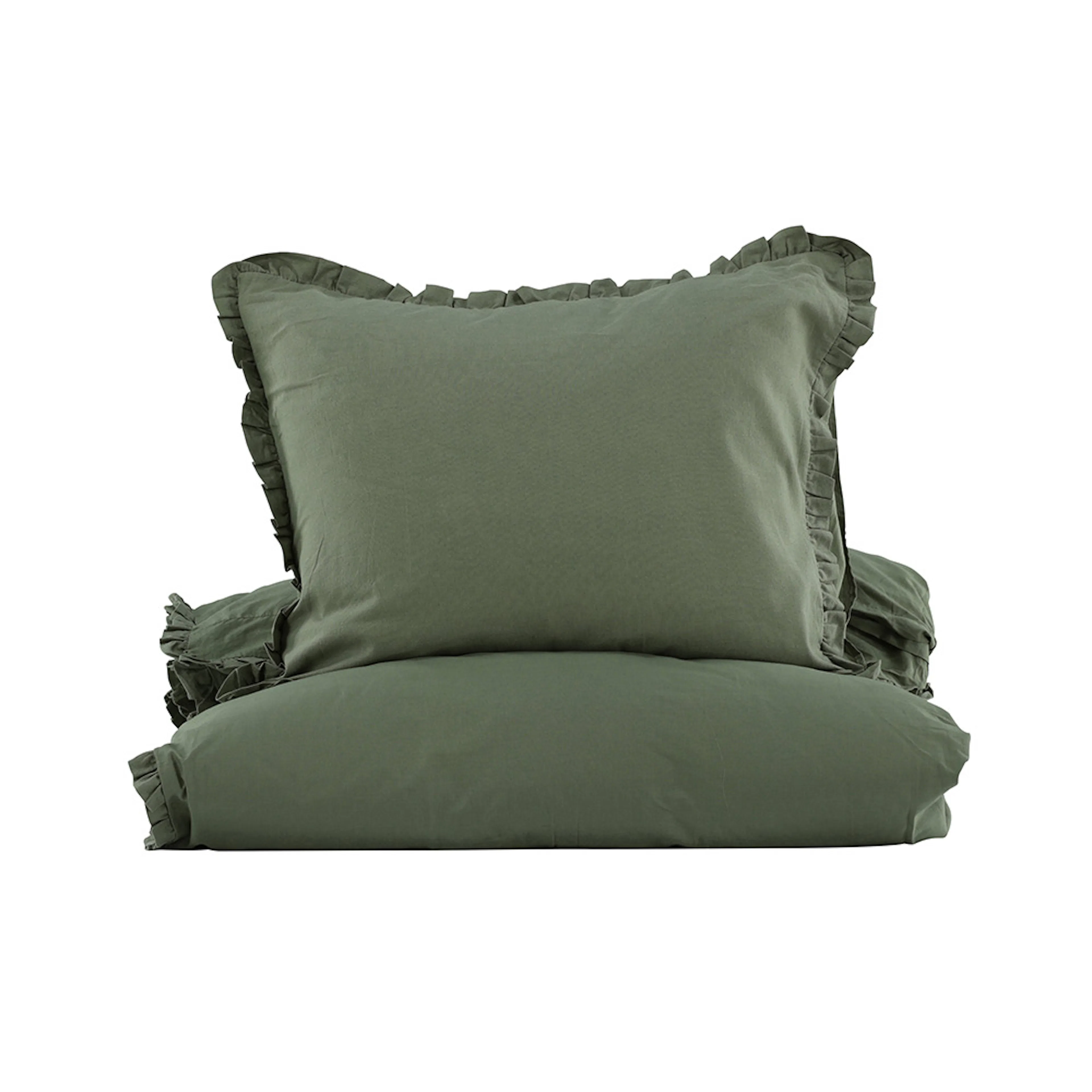 Lias Bed Set Cotton Linen Green 150x200 cm Färg: Grön, Mått: 150x200 cm
