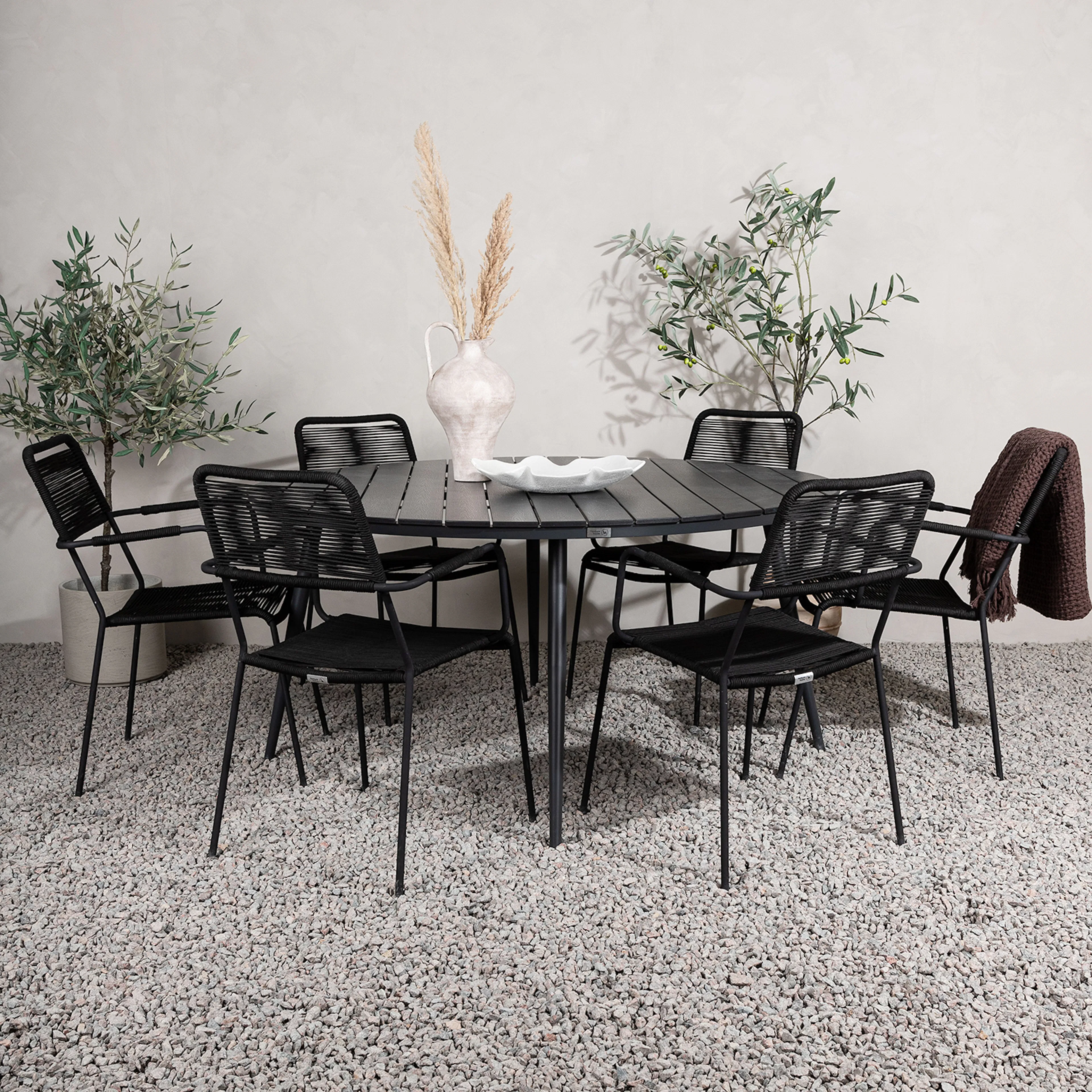 Break - Dining Table Round- Black / Black - Alu / Aintwood - Svart