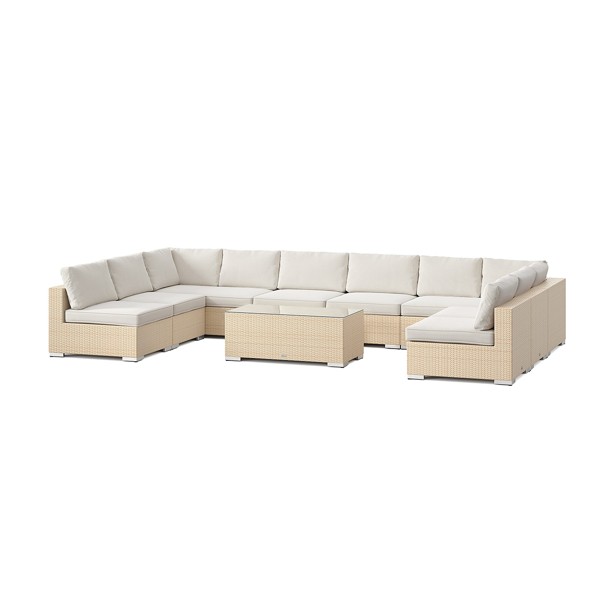 Loungegrupp Comfort Garden Bahamas U-formad utomhus loungegrupp med öppet avslut, 9-sits med bord