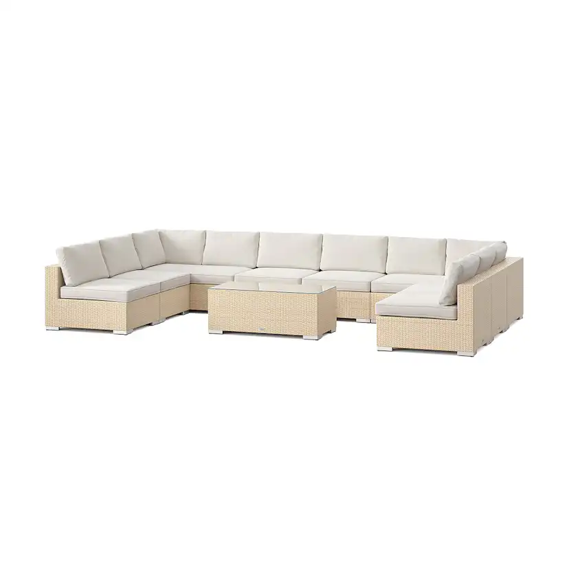 Loungegrupp Comfort Garden Bahamas U-formad utomhus loungegrupp med öppet avslut, 9-sits med bord