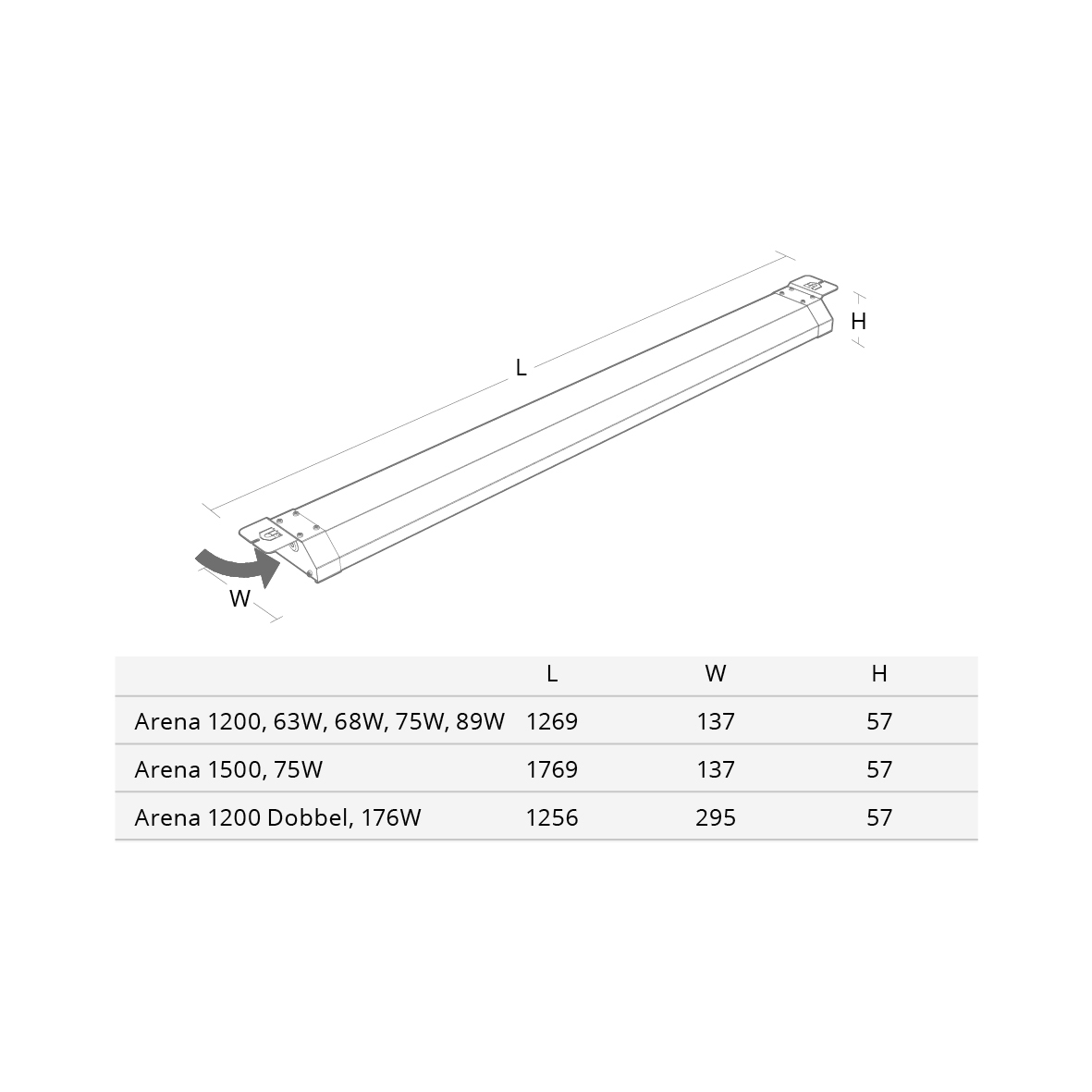Takarmatur SG ARMATUREN Arena 1200 57W 9000Lm 4000K IP23 LED