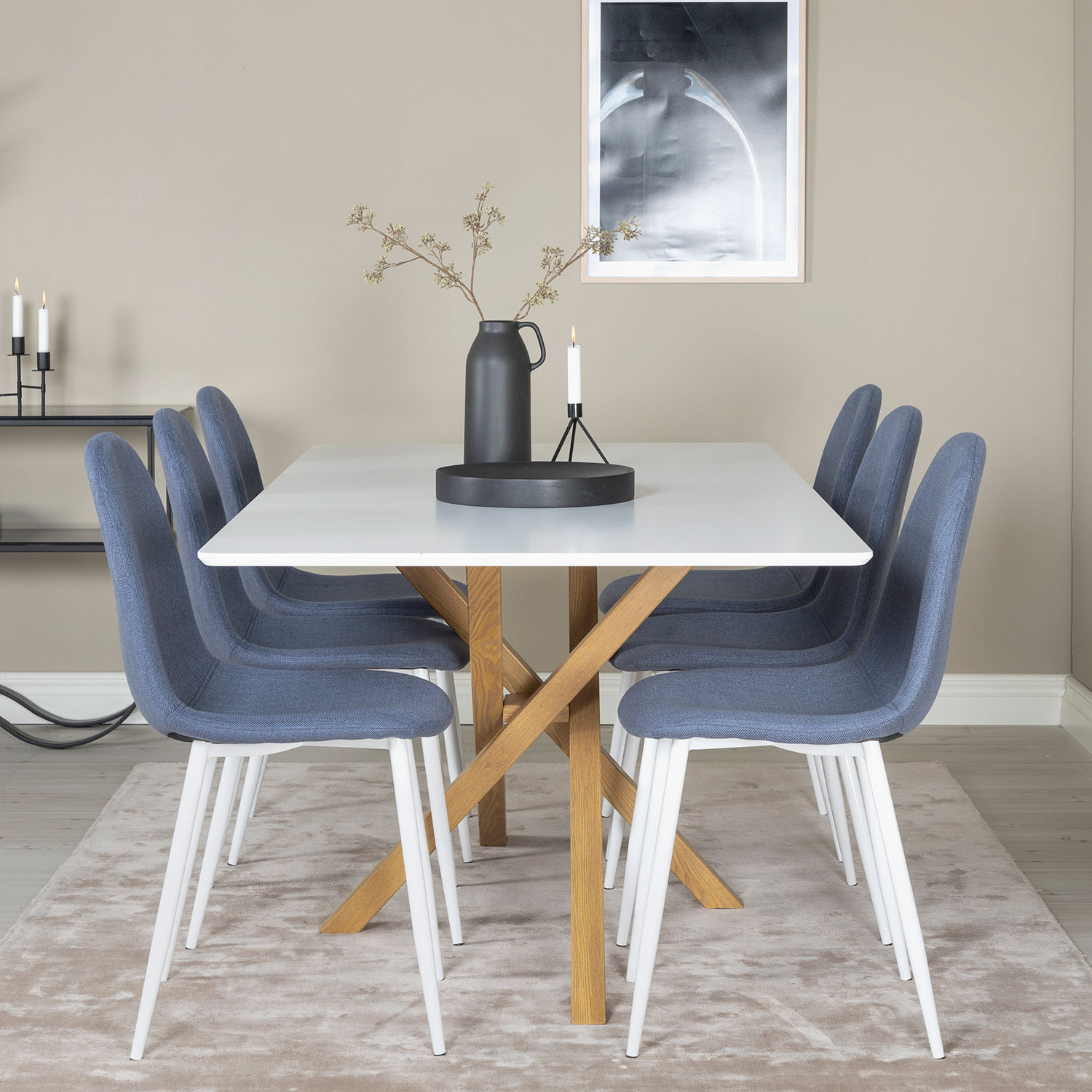 Matgrupp Venture Home Piazza Rektangulärt med 6 Polar stolar