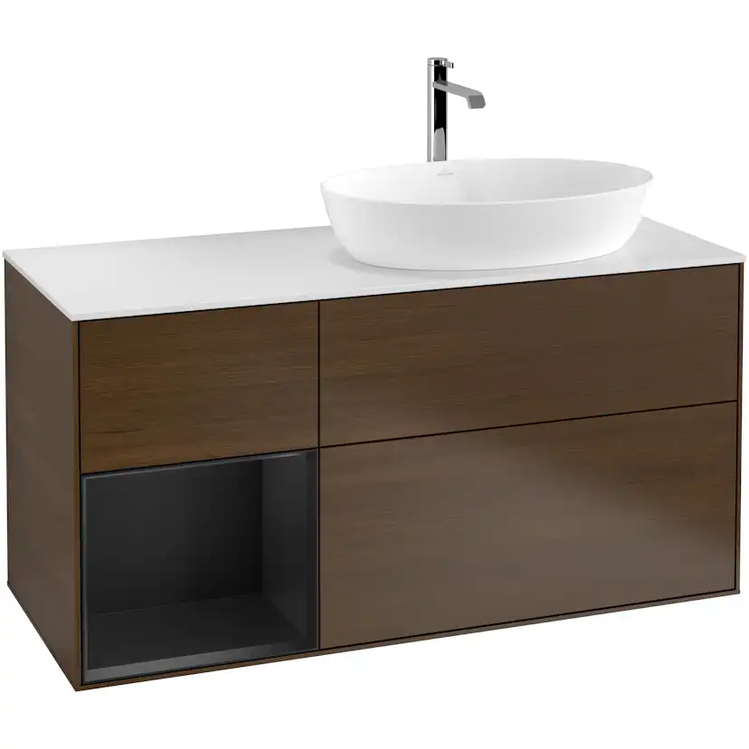 Tvättställsskåp Villeroy & Boch Finion med 3 Lådor Hylla och Bänkskiva för Ocentrerat Tvättställ från Artis & Collaro