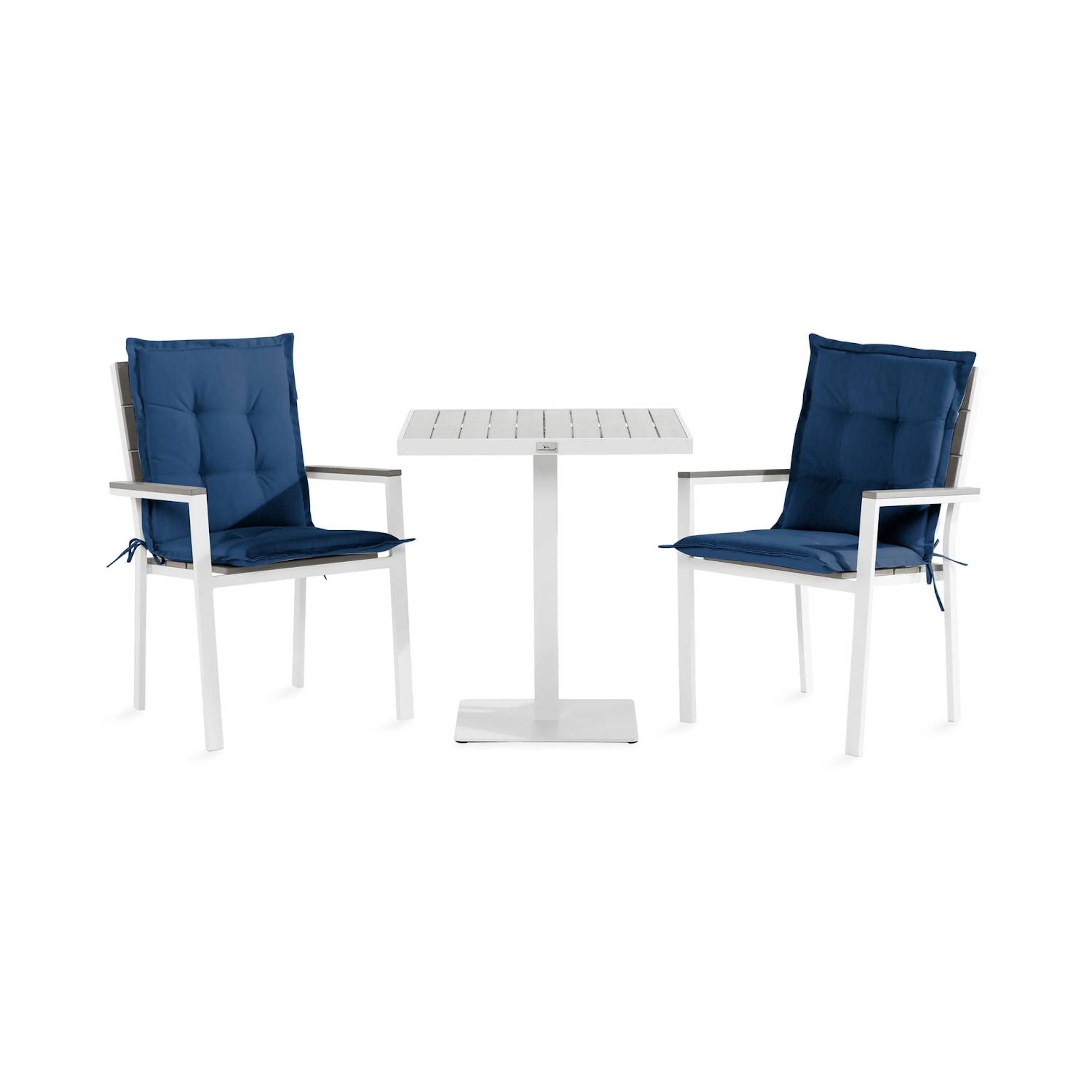 Cafégrupp Comfort Garden Tunis Caféset 70x70 med 2 Stapelstolar m Dyna