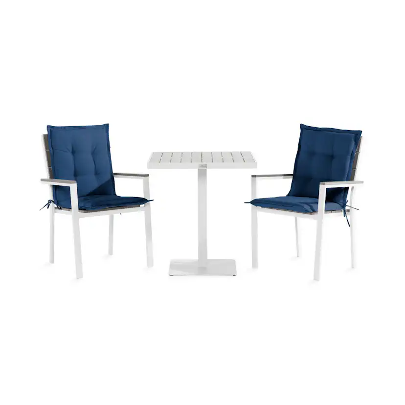 Cafégrupp Comfort Garden Tunis Caféset 70x70 med 2 Stapelstolar m Dyna