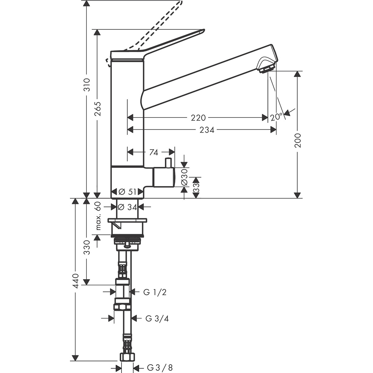 Köksblandare Hansgrohe Zesis M33 200 CoolStart 1jet