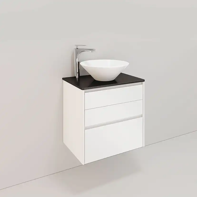 Tvättställsskåp Noro Lifestyle Concept 600 Vit, 3 lådor, Loo BxH: 60x61,5 cm, 3 lådor, Centrerat Tvättställ