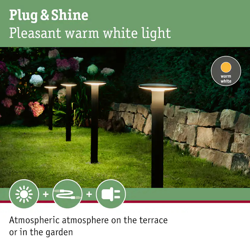 Pollare LED Paulmann Plate Plug & Shine IP44 24V Ljus: Soft White