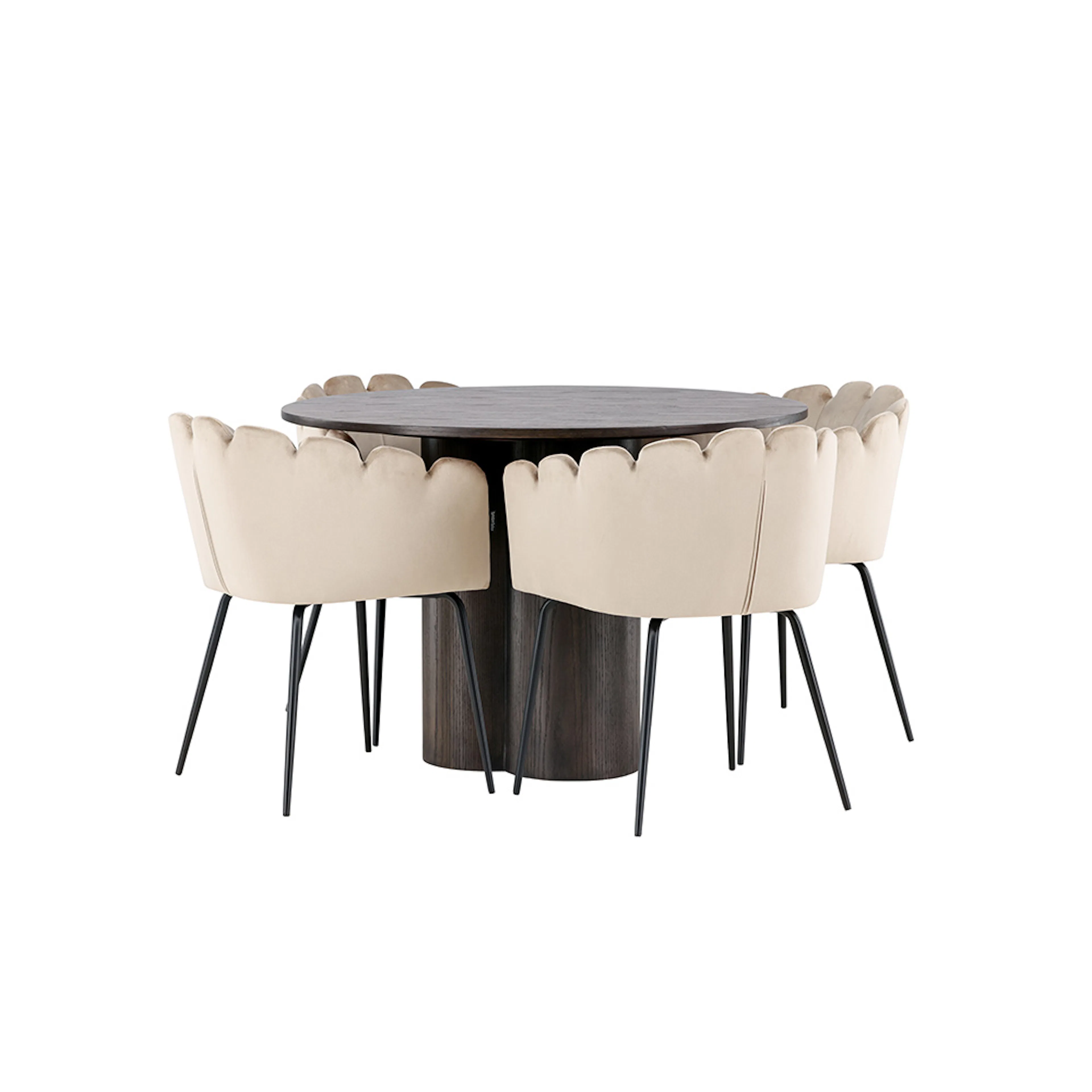 Matgrupp Venture Home Olivia Ø 110 cm med 4 Limhamn Stolar Sammet