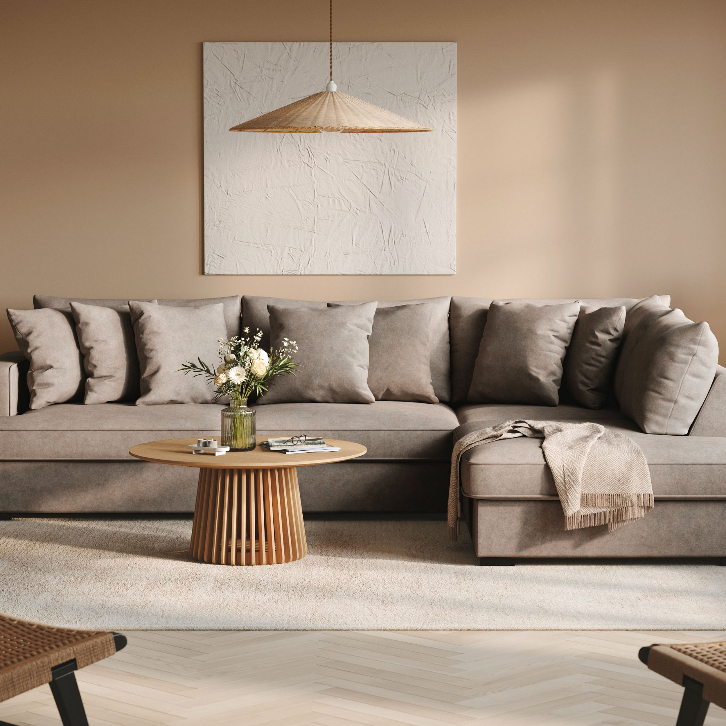 Soffa Scandinavian Choice Rossita 4-sits L-Formad Djup Schäslongsoffa