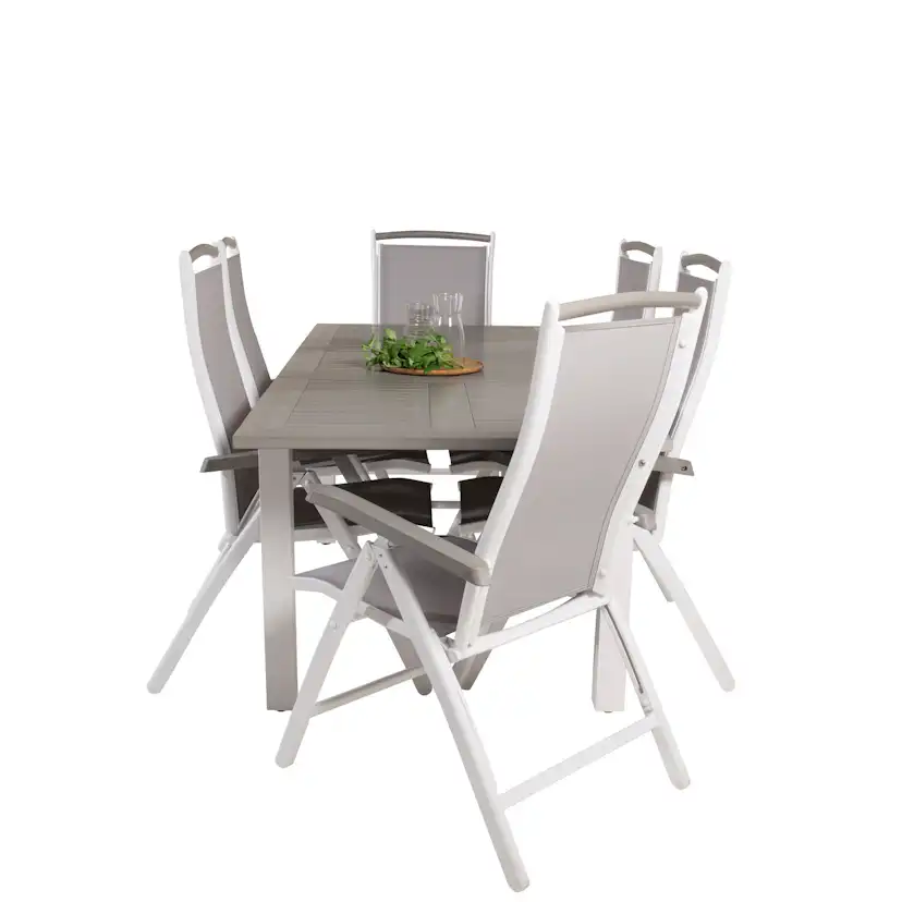 Albany Dining Table 152/210*90 - White Alu / Grey Aintwood+A Grå