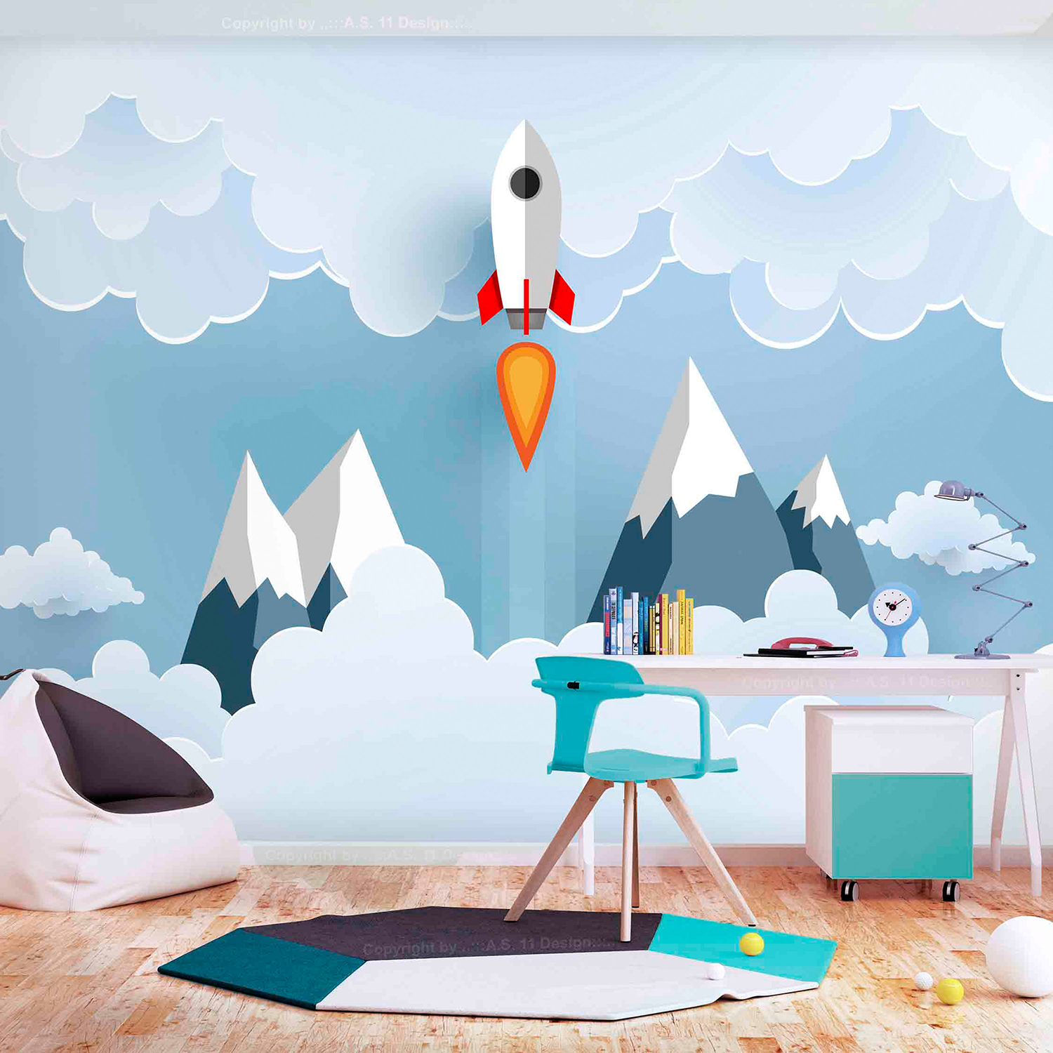 Fototapet Arkiio Rocket in the Clouds