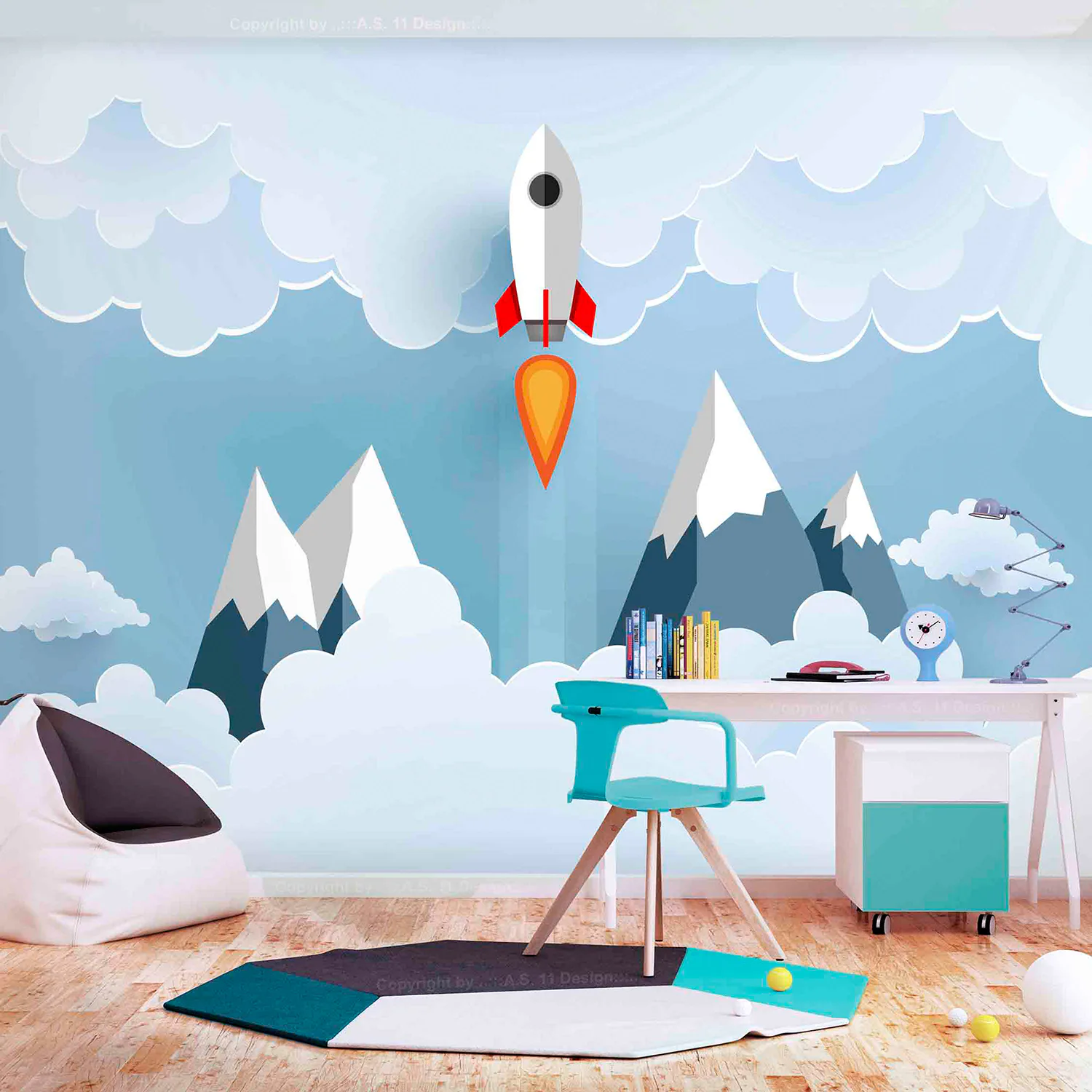 Fototapet Arkiio Rocket in the Clouds