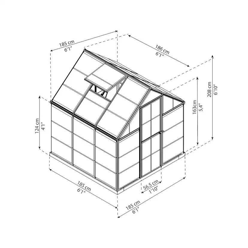 Växthus Canopia by Palram Harmony Aluminiumram med UV-Skyddad Polykarbonat & Ventilationsfönster, 2,3 m²
