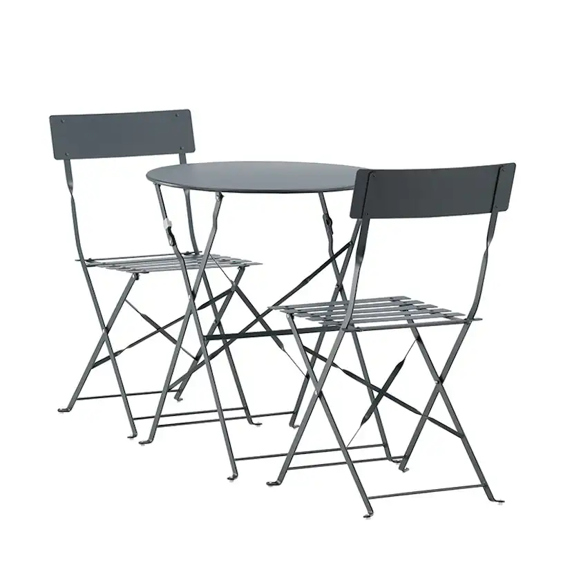 Marsellie Foldable steel bistro set - Dark grey Mörkgrå