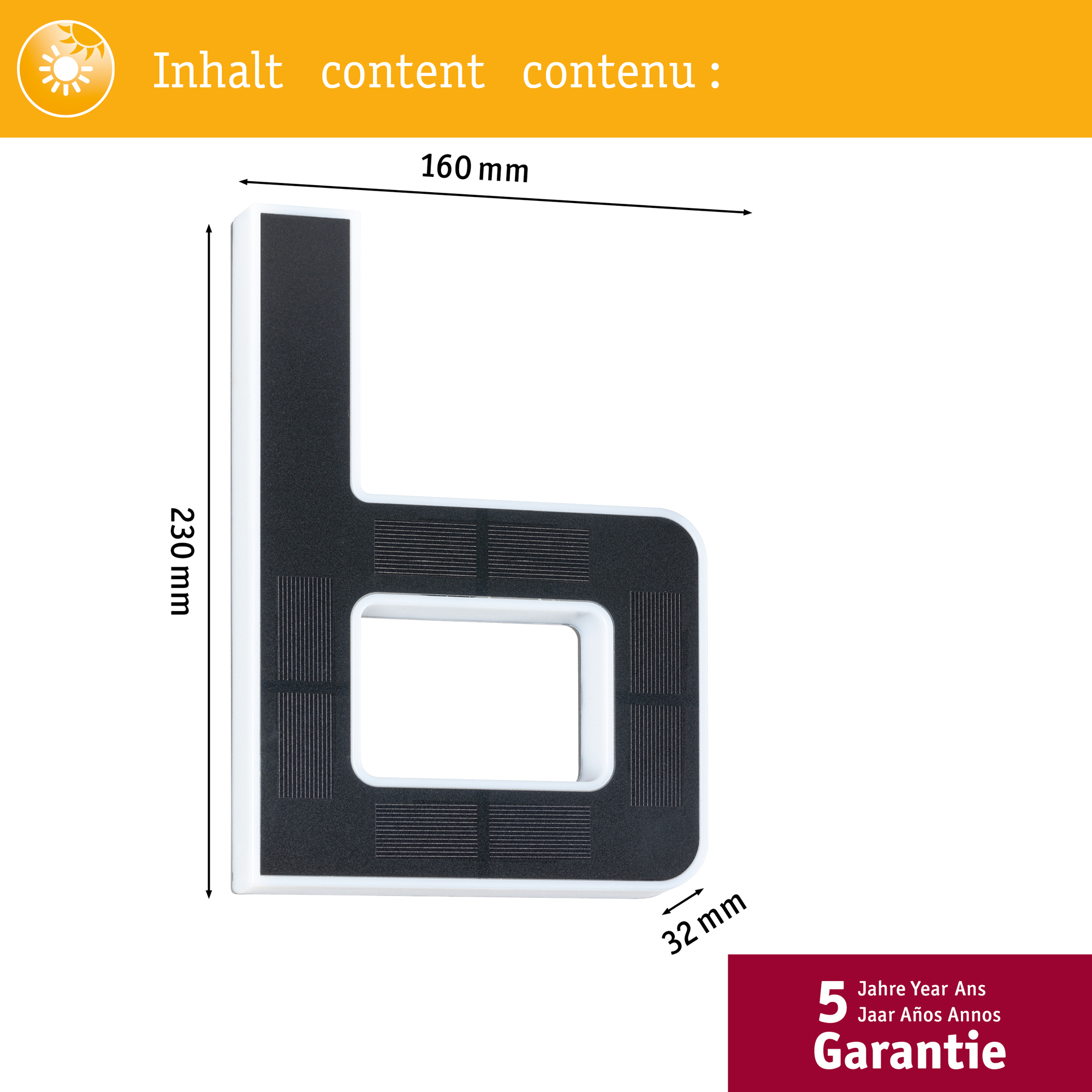 Fasadbelysning Solcell LED Paulmann Husnummer A-D med belysning inkl. utbytbart batteri IP44 Design: B