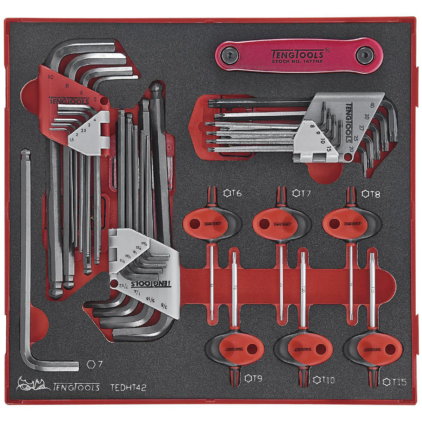 TX- och sexkantnyckelsats 42 delar Teng Tools TEDHT42