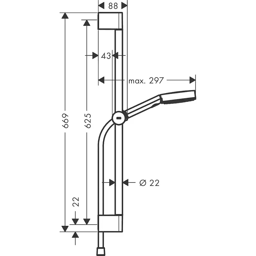 Duschset Hansgrohe Pulsify Select S 105 3jet Relaxation Unica S 65cm