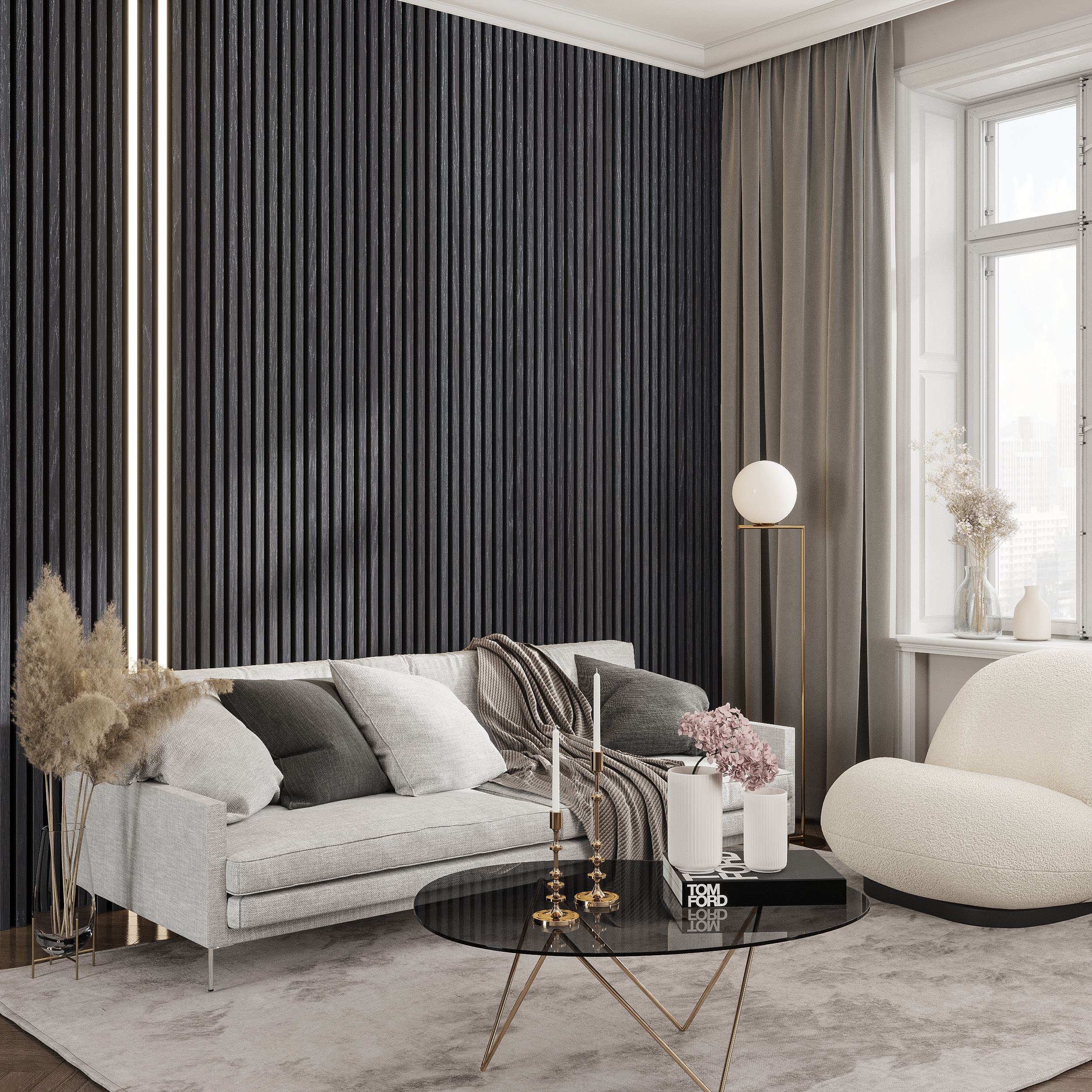 LED-Belysning Wood on wall Akustikpanel Smal
