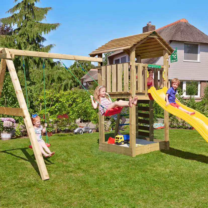 Lektorn Jungle Gym Cottage 2.1 Gungmodul & Gul Rutschkana