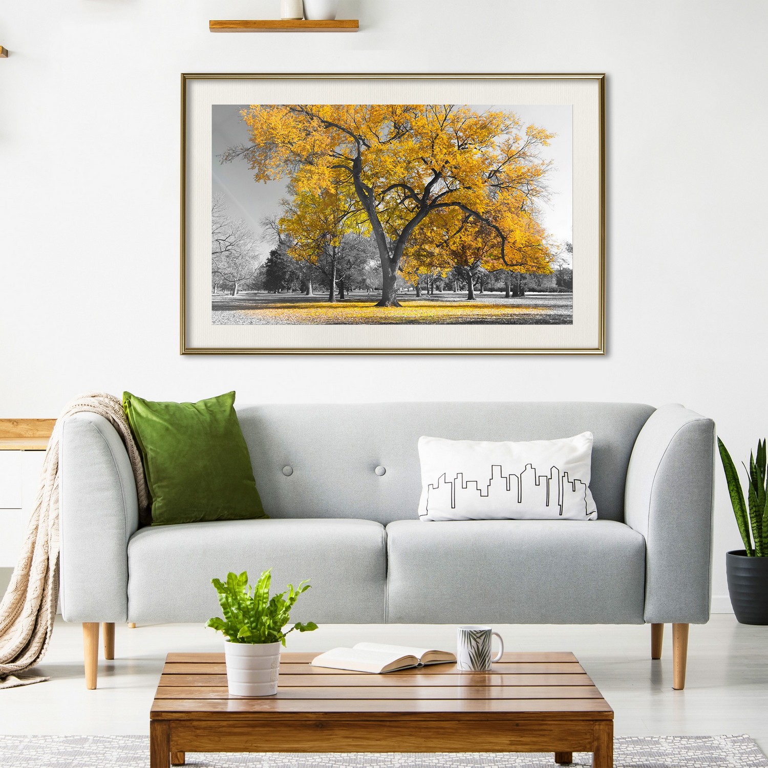 Poster Artgeist Affisch Autumn in the Park Gold