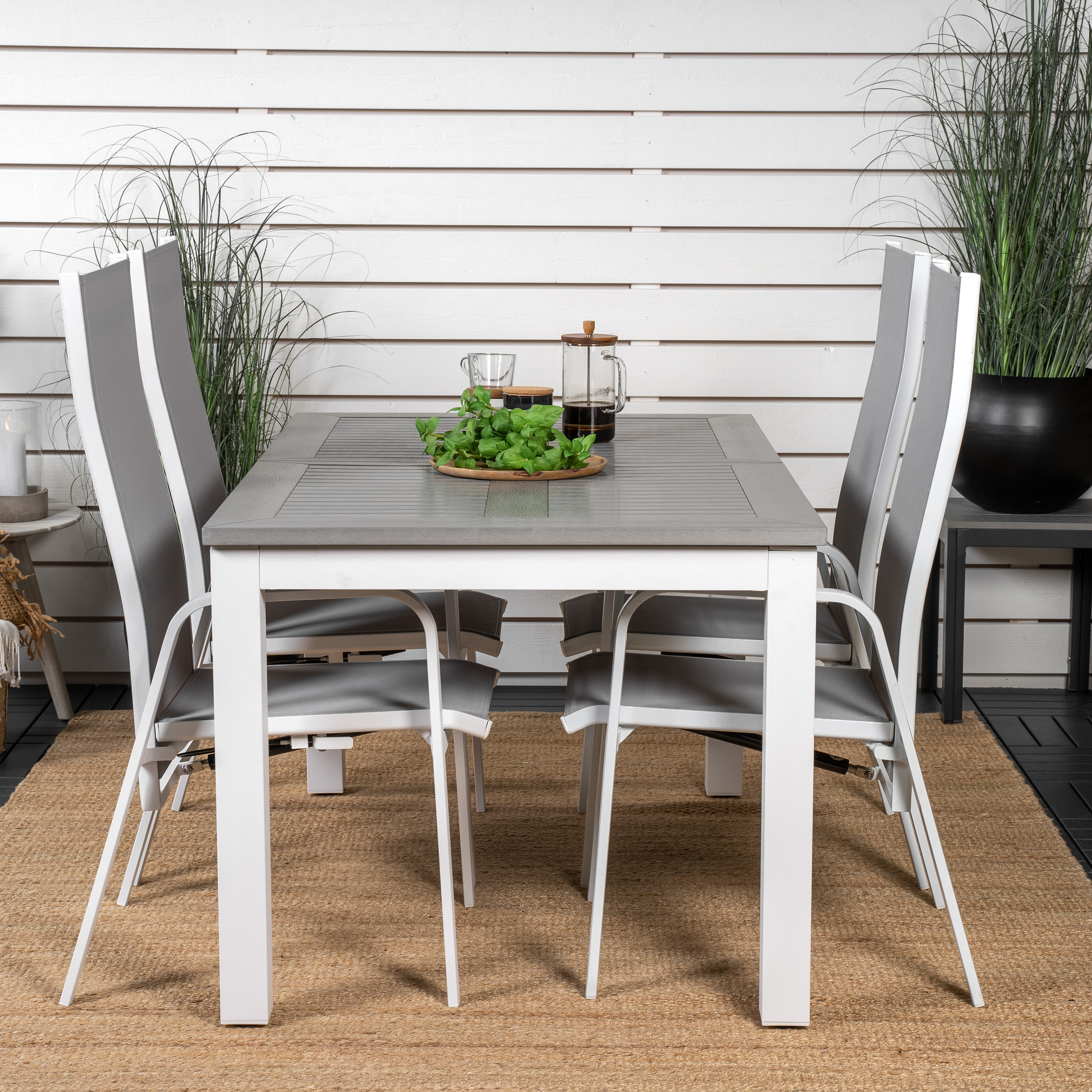 Matgrupp Venture Home Aleyna 160/240 med 4 Copacabana Matstolar