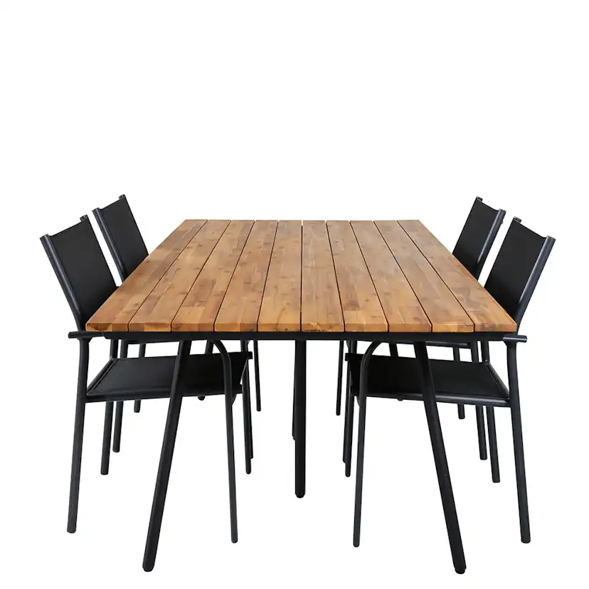 Matgrupp Venture Home Chane med 4 Samba Stapelbara Matstolar