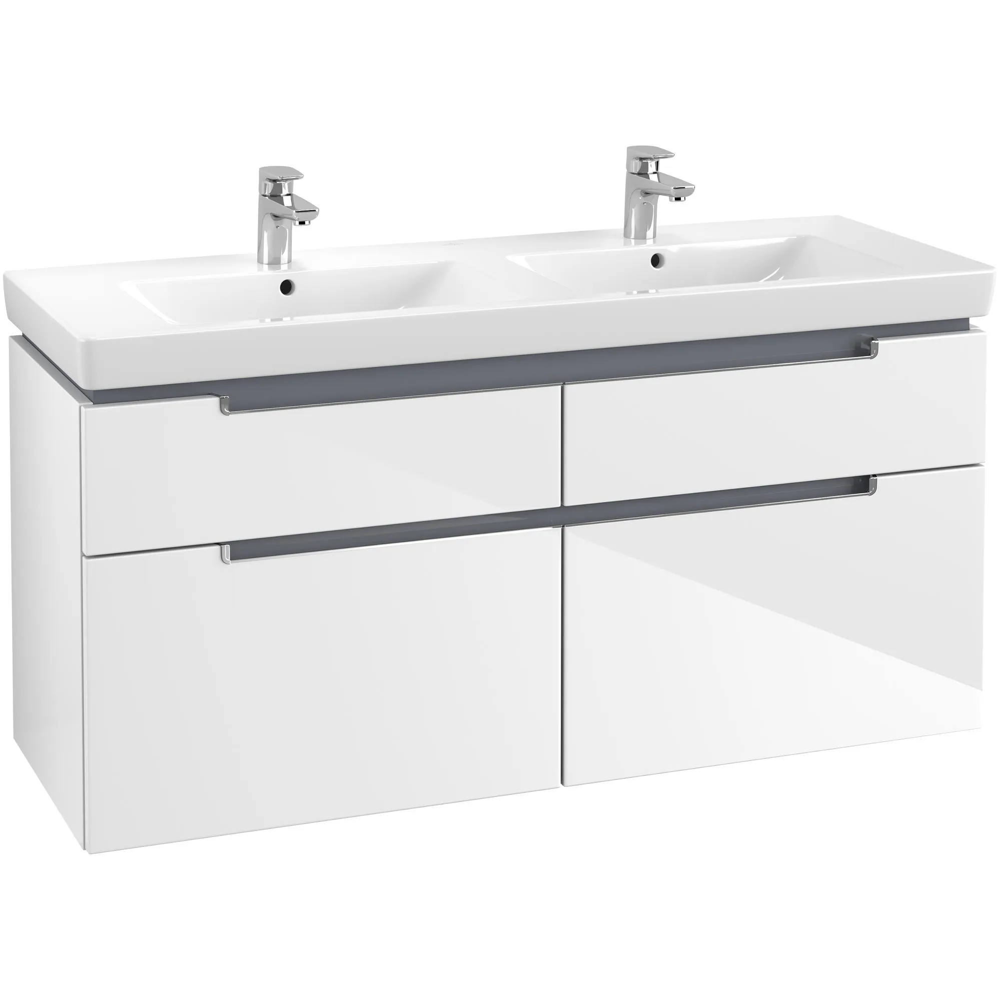Tvättställsskåp Villeroy & Boch Subway 2.0 A91710DH Vit Högblank med Handtag i Blank Krom, H: 590 mm