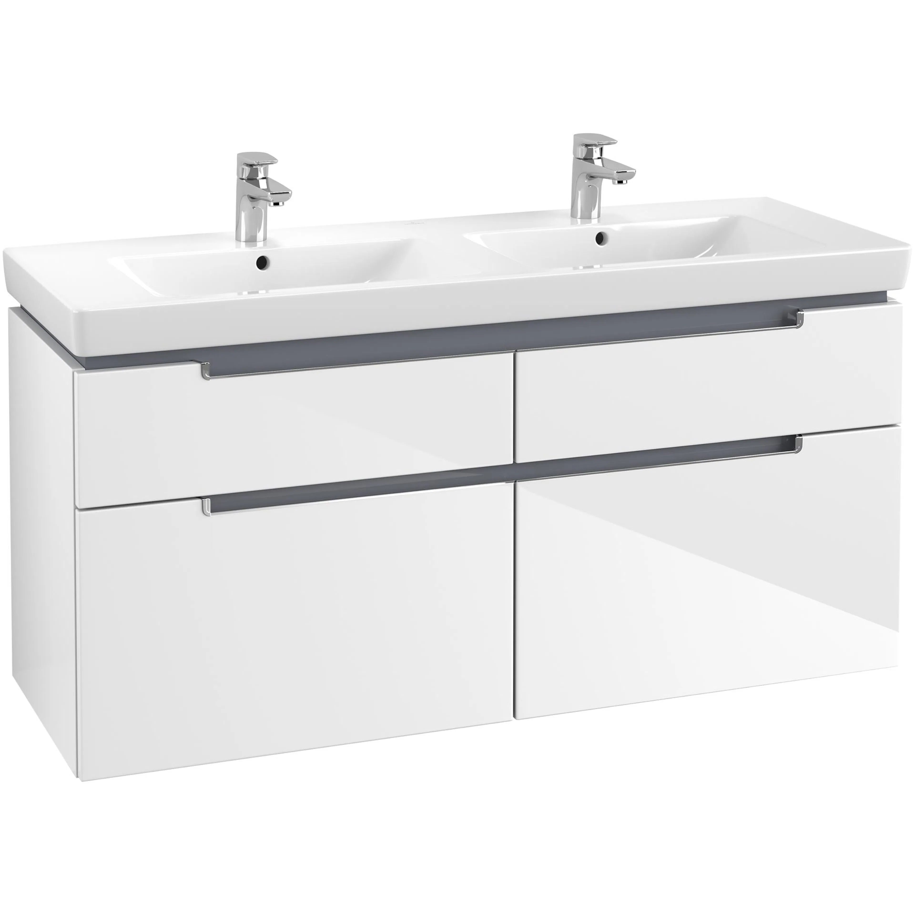 Tvättställsskåp Villeroy & Boch Subway 2.0 A91710DH Vit Högblank med Handtag i Blank Krom, H: 590 mm