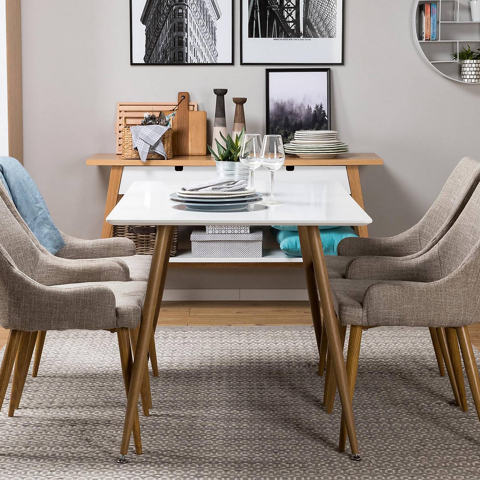 Matgrupp Basic Home Pontus Rektangulärt Matbord 120 cm med 4 Pelle Matstol