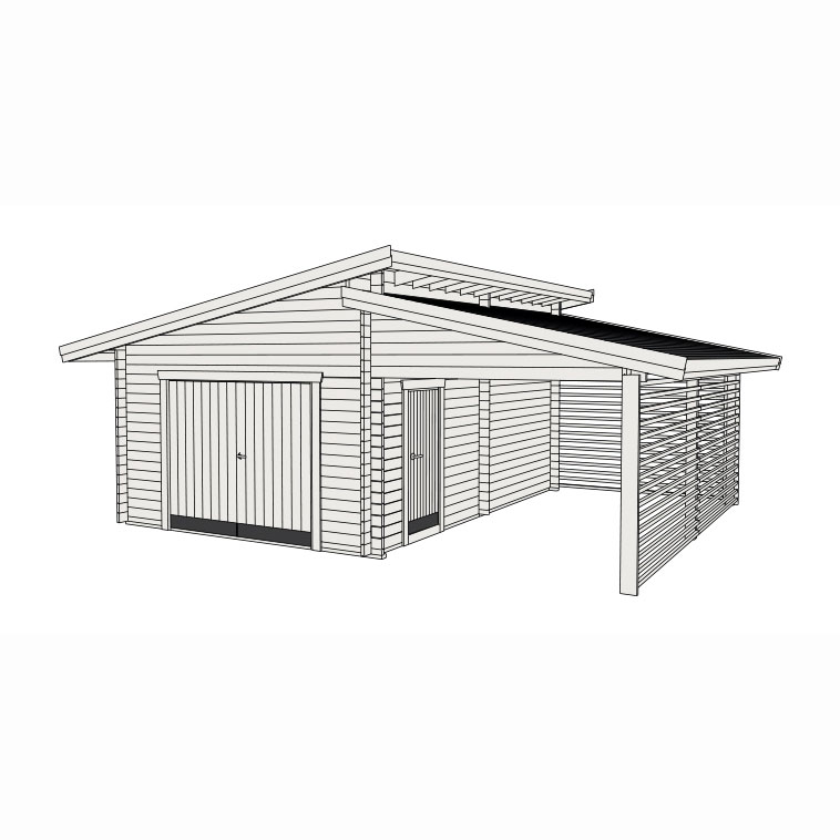 Garage Baseco Bergnäs 45 m² med Carport & Pulpettak