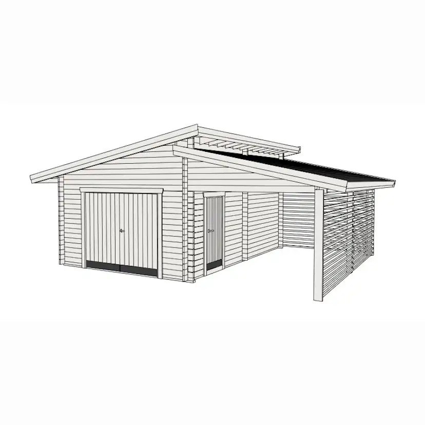 Garage Baseco Bergnäs 45 m² med Carport & Pulpettak