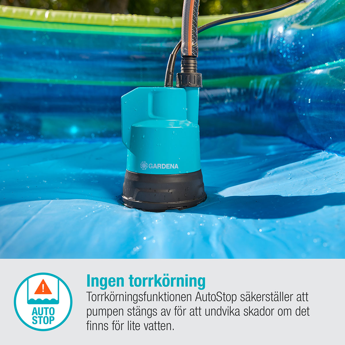 Dränkbar pump Gardena för Rent Vatten 2000/2 18V P4A Set (2,5Ah batteri + standardladdare)