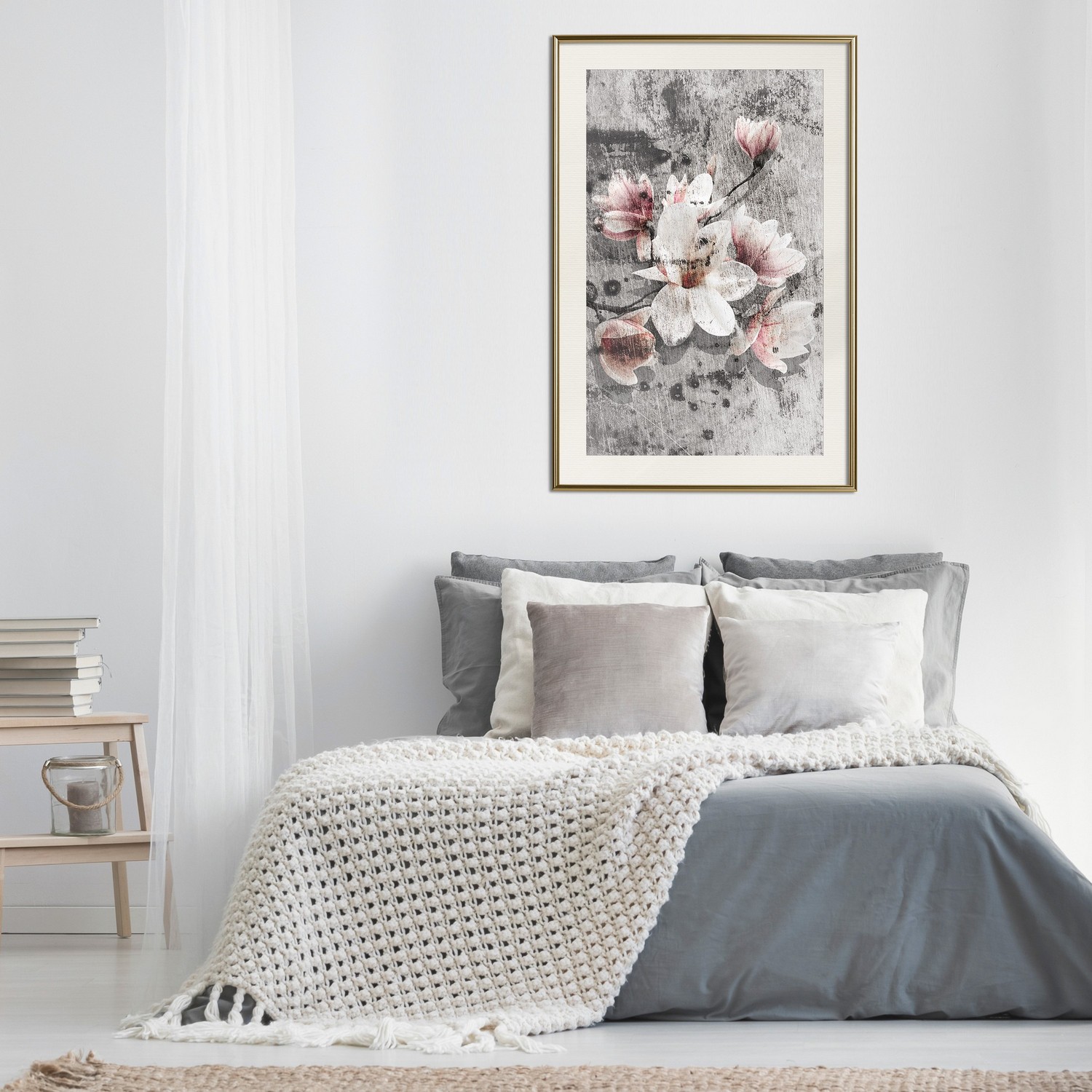 Affisch - Magnolias [Poster] 40x60 Guld ram med passepartout, 40x60 cm