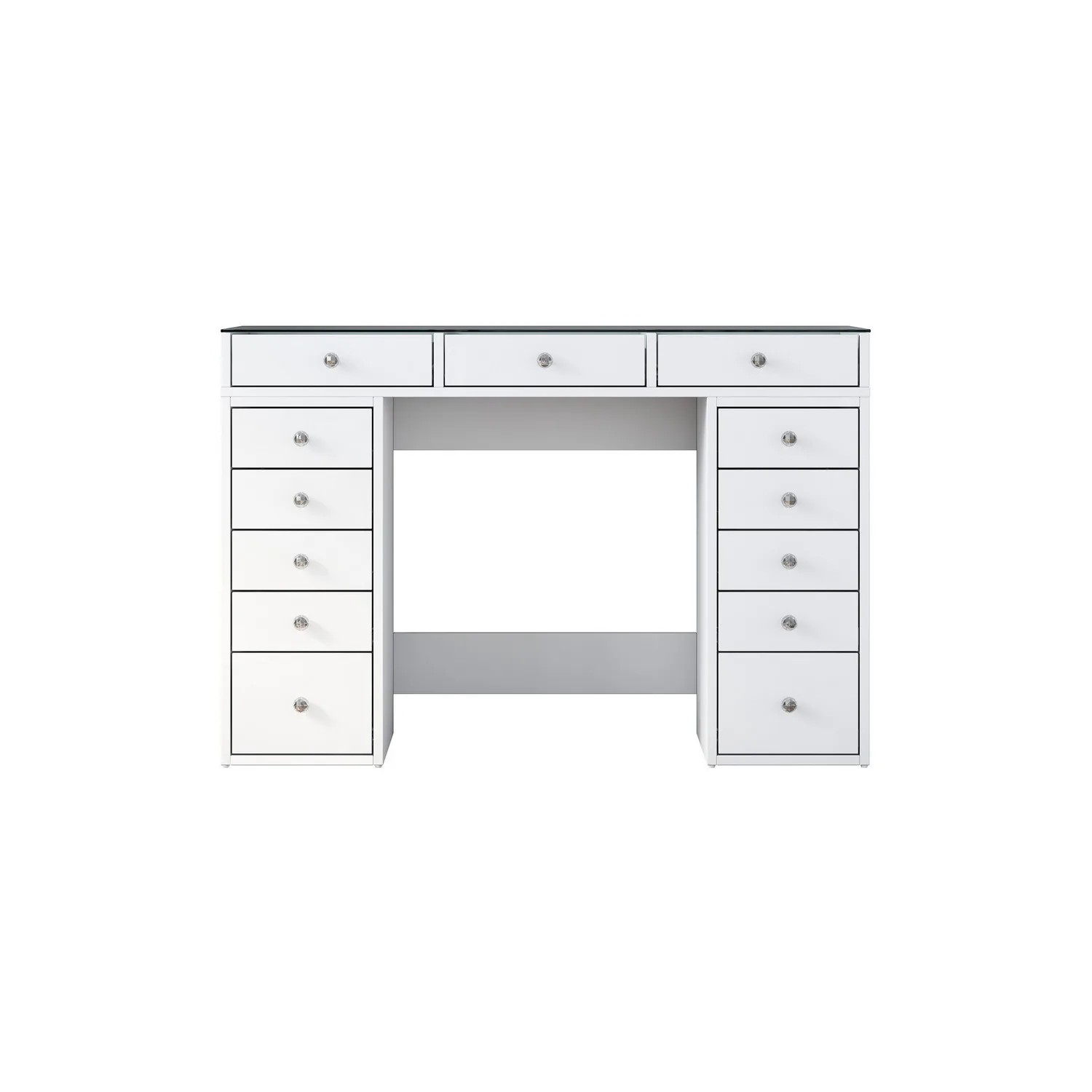 Sminkbord Scandinavian Choice Ramender med Förvaring & Bordsskiva i Glas 120cm