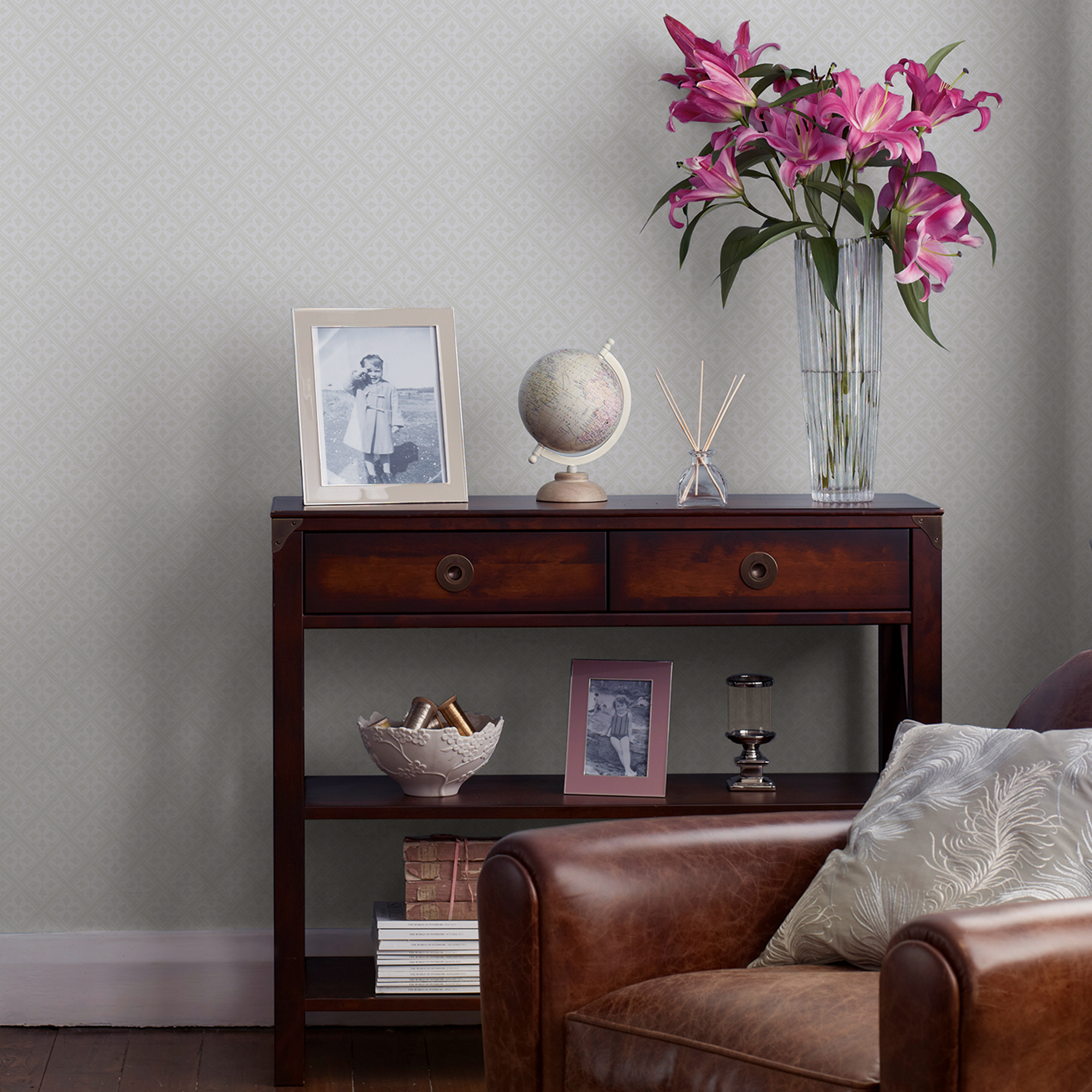 Tapet Laura Ashley Mr Jones 113415 EasyUp, Mönstrad Vit