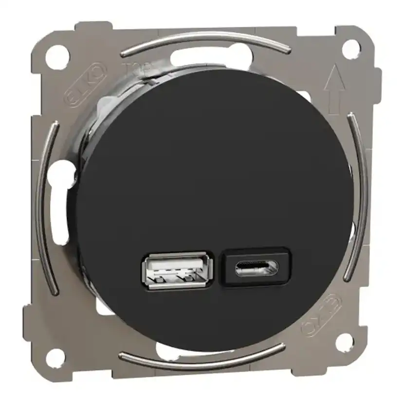 USB-Uttag Elko One Typ A+C 21W Infälld Laddstation Skruvanslutning