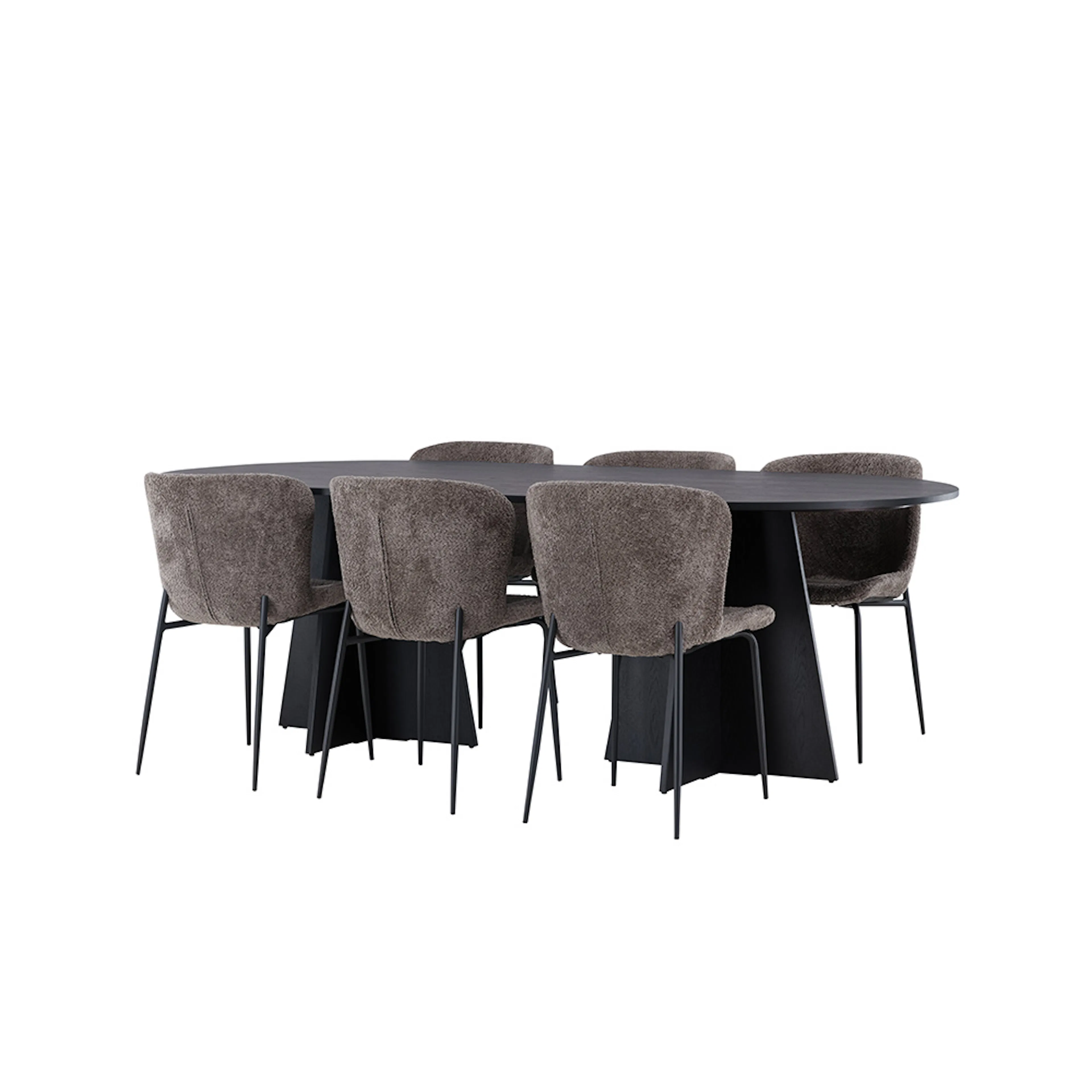 Bootcut Oval Dining Table - Black / Black Fanéer +Modesto Di Svart/Mörkgrå