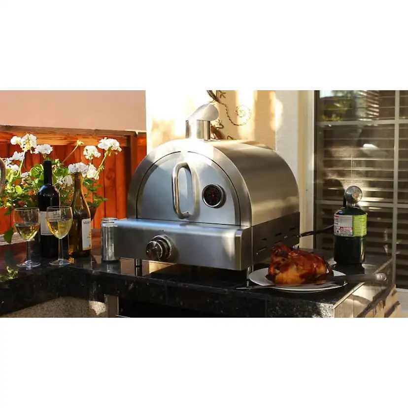 Pizzaugn Myoutdoorkitchen Philadelphia Fristående i Rostfritt Stål med Pizzasten i Tegel