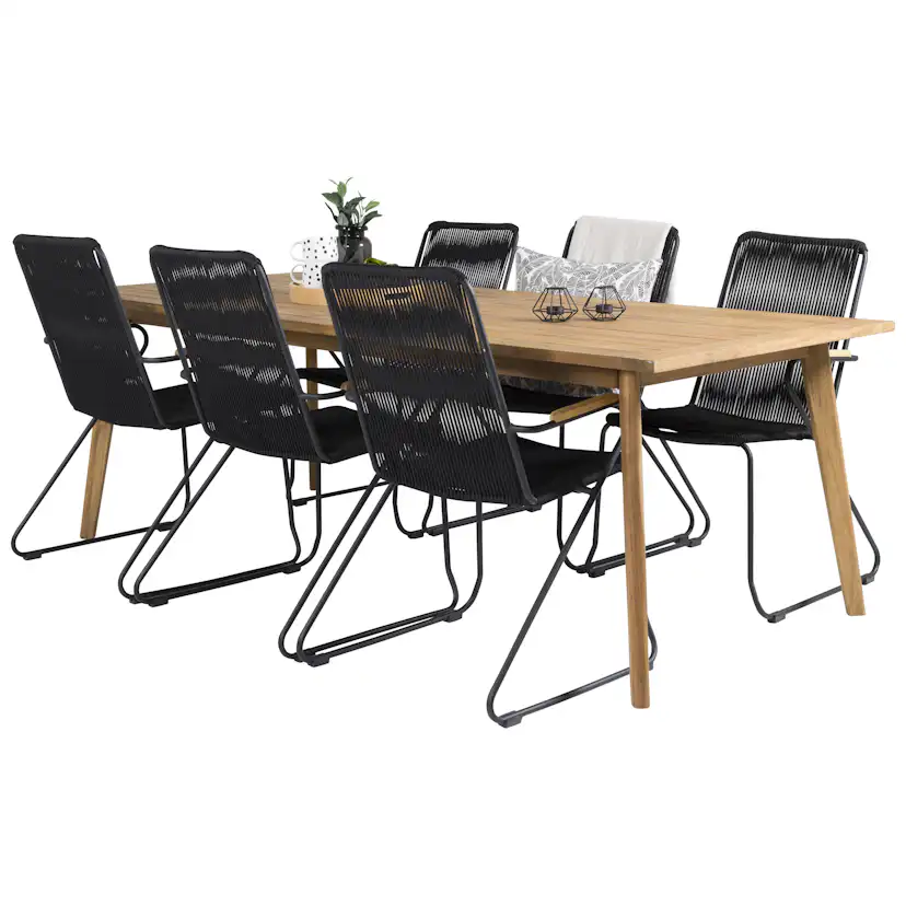 Matgrupp Venture Home Caisa 220 med 6 Berfin Karmstolar
