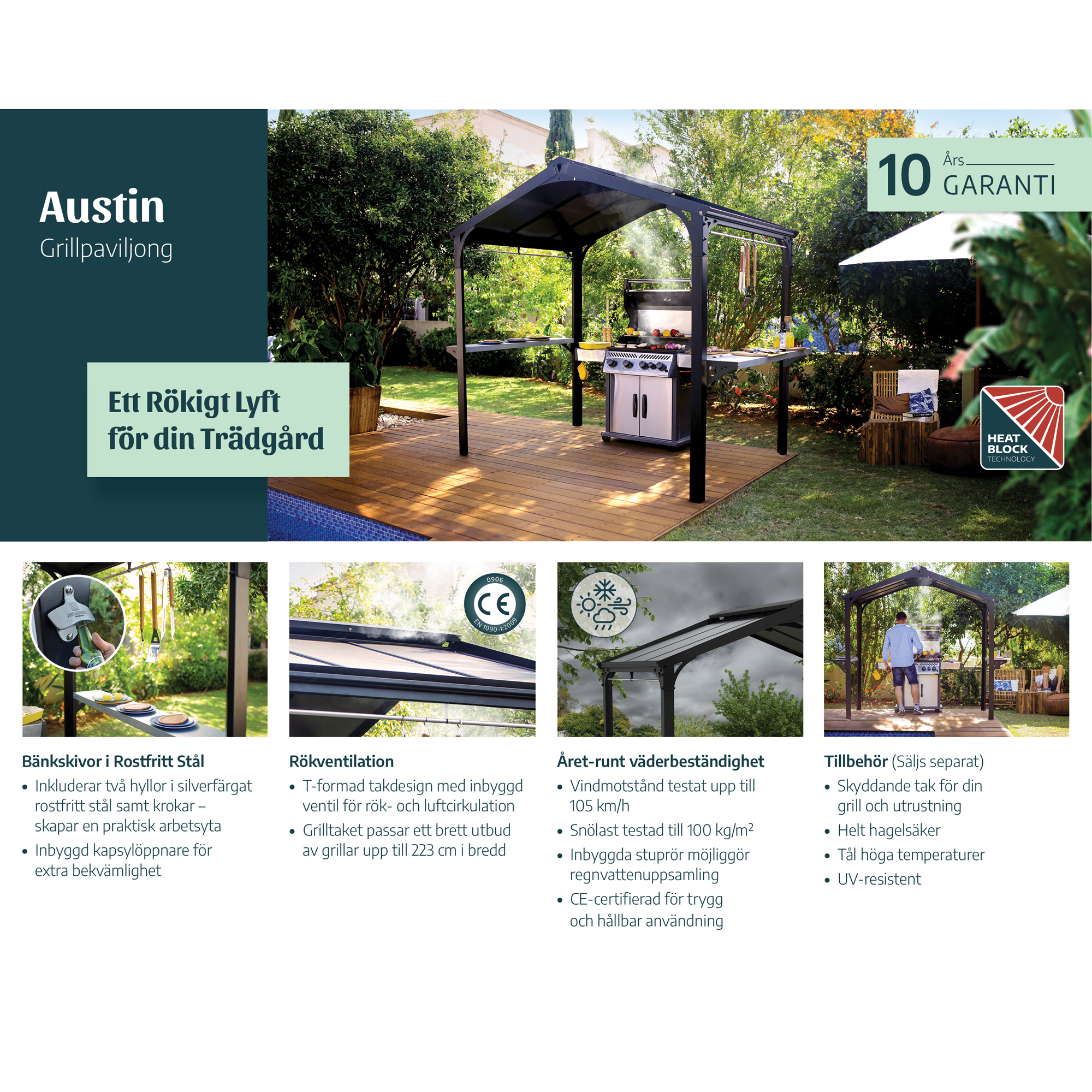 Paviljong Canopia by Palram Austin BBQ Aluminium 1,8 X 2,4 m