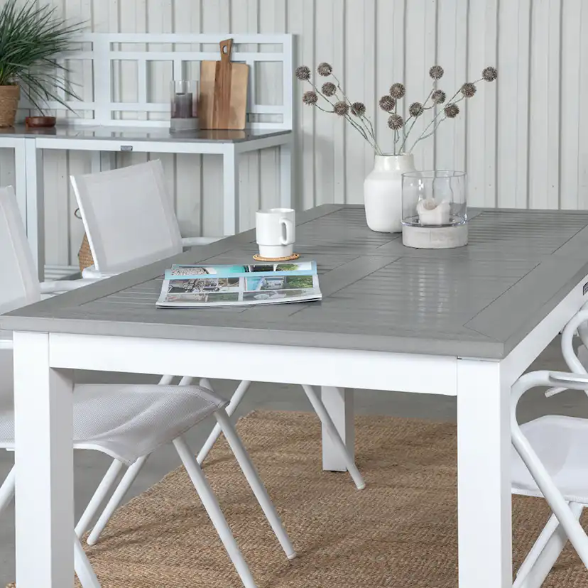 Matgrupp Venture Home Aleyna 160 Vit med 4 Aspen Matstolar
