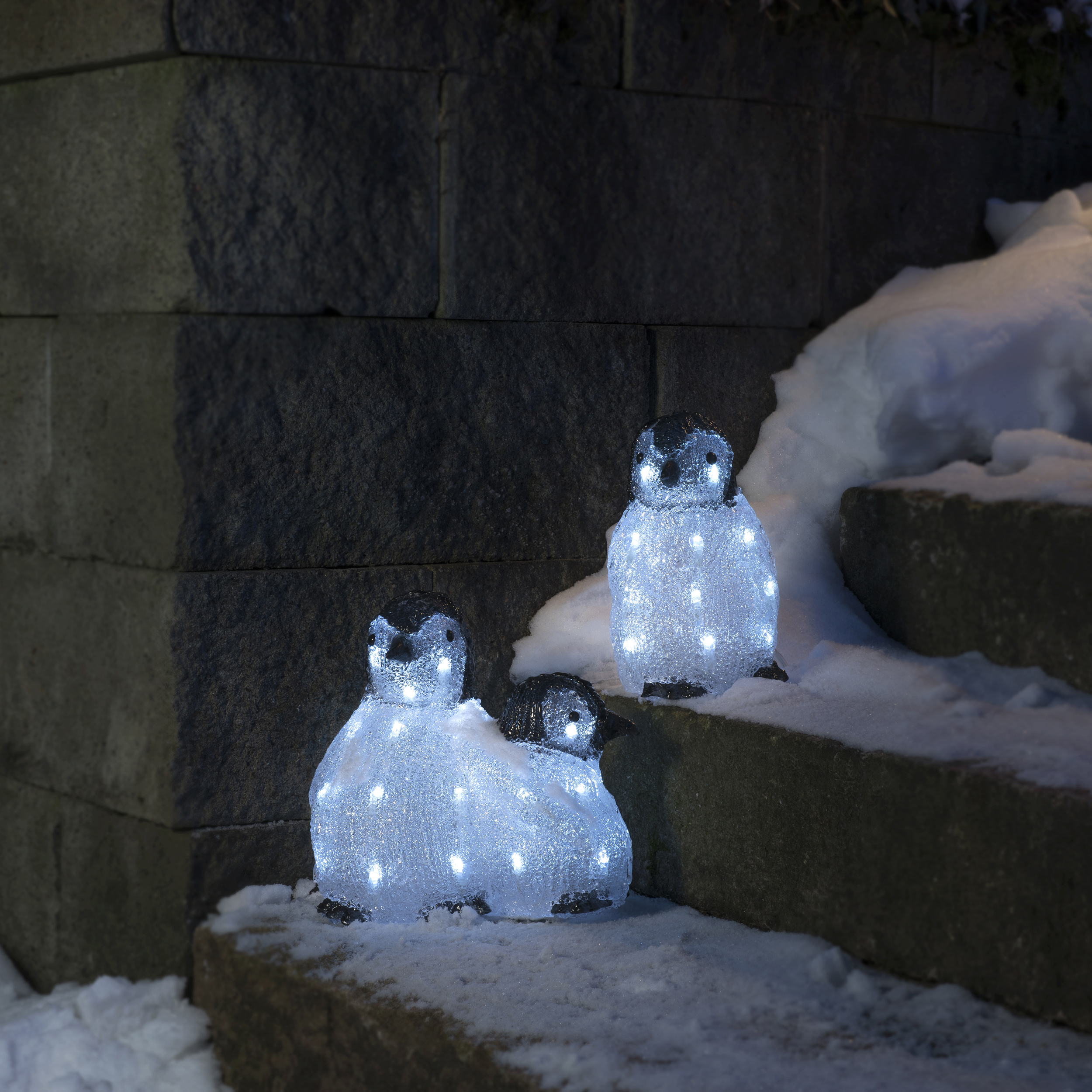 Dekorationsbelysning Gnosjö Konstsmide Pingvinfamilj 3 st