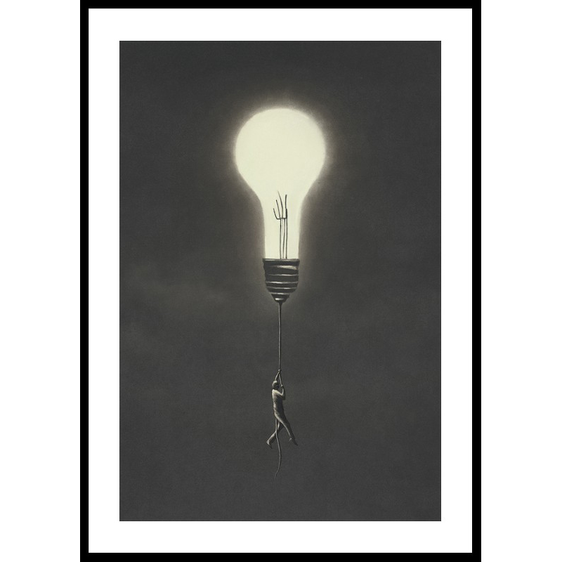 Poster Gallerix Flying With Light Bulb