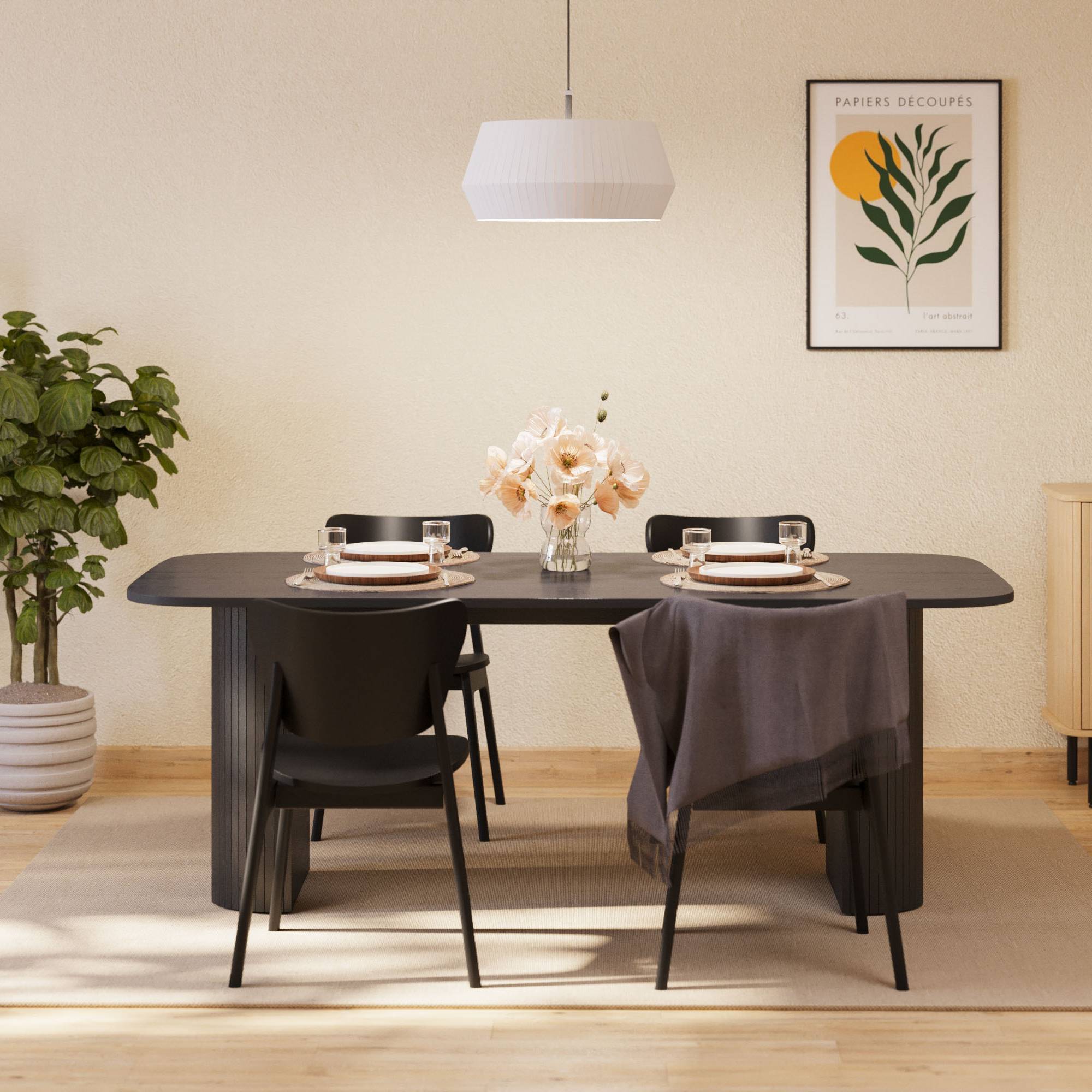 Matgrupp Bark Kopparbo Rektangulärt Matbord 200 cm med 4 Matstol Jerup