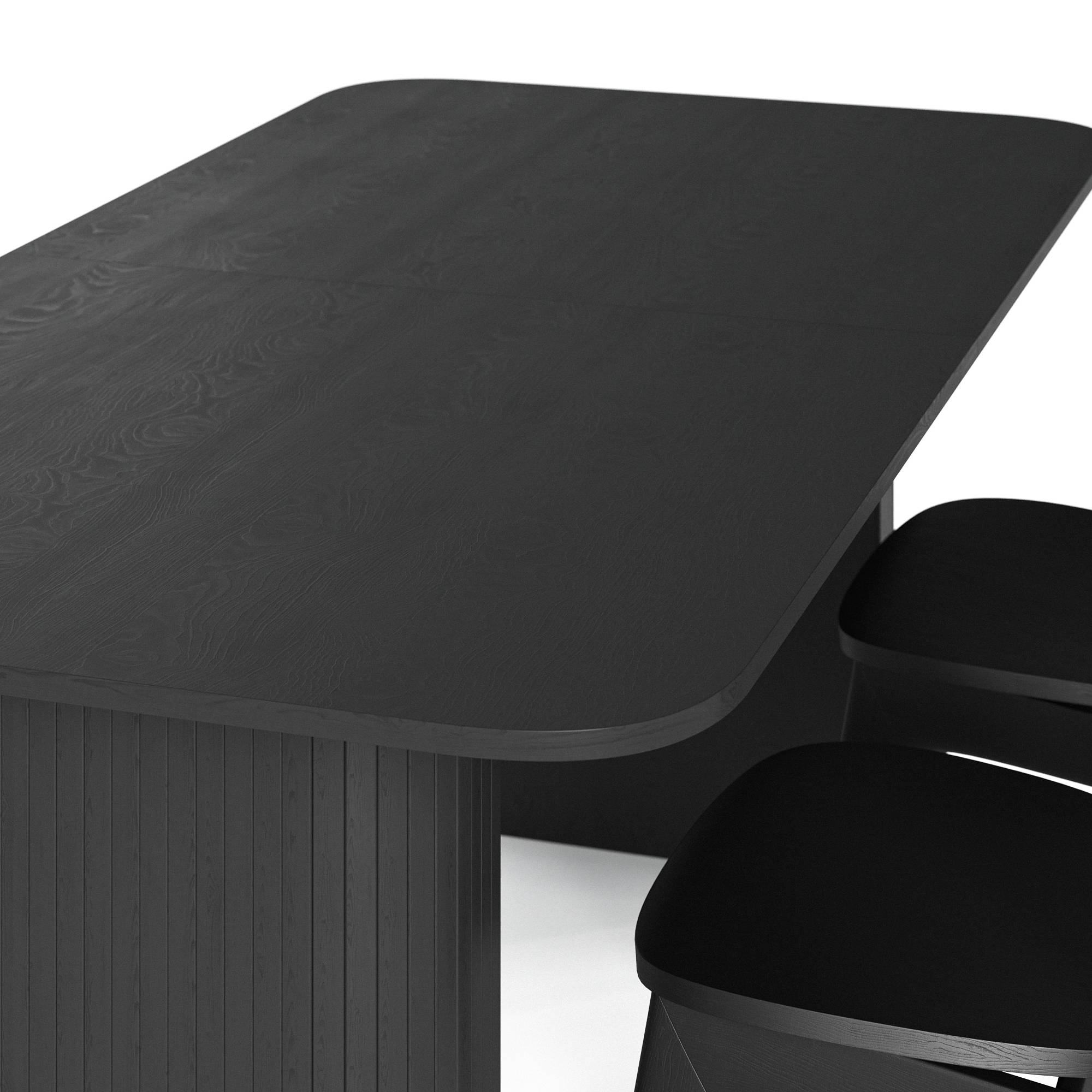 Matgrupp Bark Kopparbo Rektangulärt Matbord 180-240 cm Förlängningsbartt med 4 Jerup Matstol